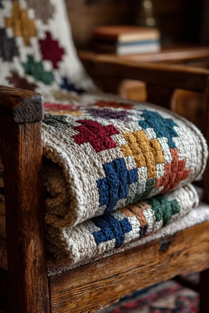 Traditional Log Cabin and Nine Patch Hybrid Quilts for Rustic Bedroom Charm