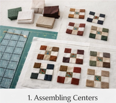 Traditional Log Cabin and Nine Patch Hybrid Quilts for Rustic Bedroom Charm