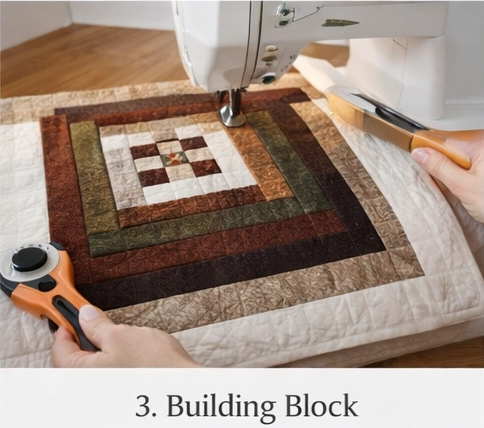 Traditional Log Cabin and Nine Patch Hybrid Quilts for Rustic Bedroom Charm