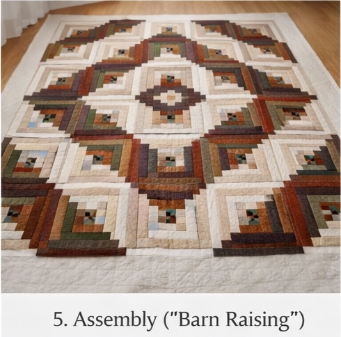 Traditional Log Cabin and Nine Patch Hybrid Quilts for Rustic Bedroom Charm