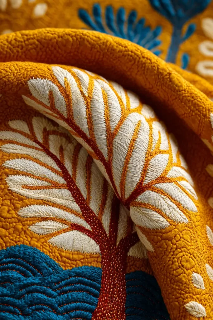Traditional Lohori Kantha Sofa Throws Inspired by Golden Paddy Fields and Rivers