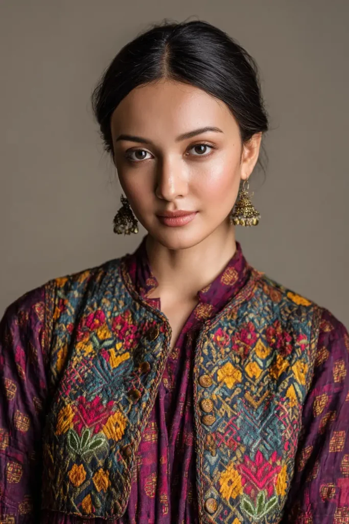 Artisan-Crafted Nakshi Kantha Peplum Tops for a Feminine Silhouette