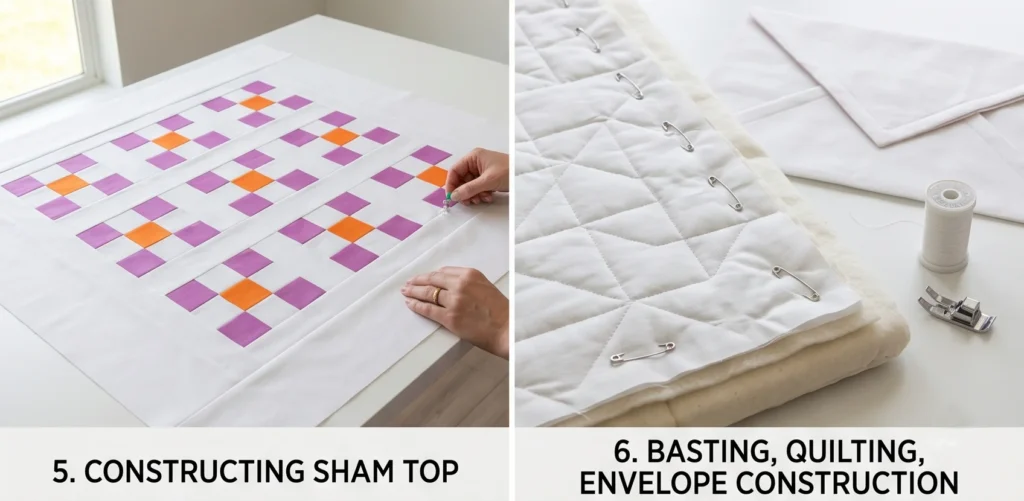 Coordinating Irish Chain Shams and Cushions for a Polished Bedroom Look