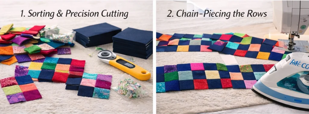Cozy Scrappy Irish Chain Quilted Throws for Inviting Guest Bedrooms