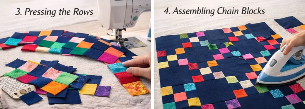 Cozy Scrappy Irish Chain Quilted Throws for Inviting Guest Bedrooms