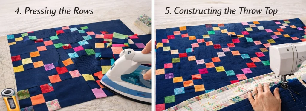 Cozy Scrappy Irish Chain Quilted Throws for Inviting Guest Bedrooms