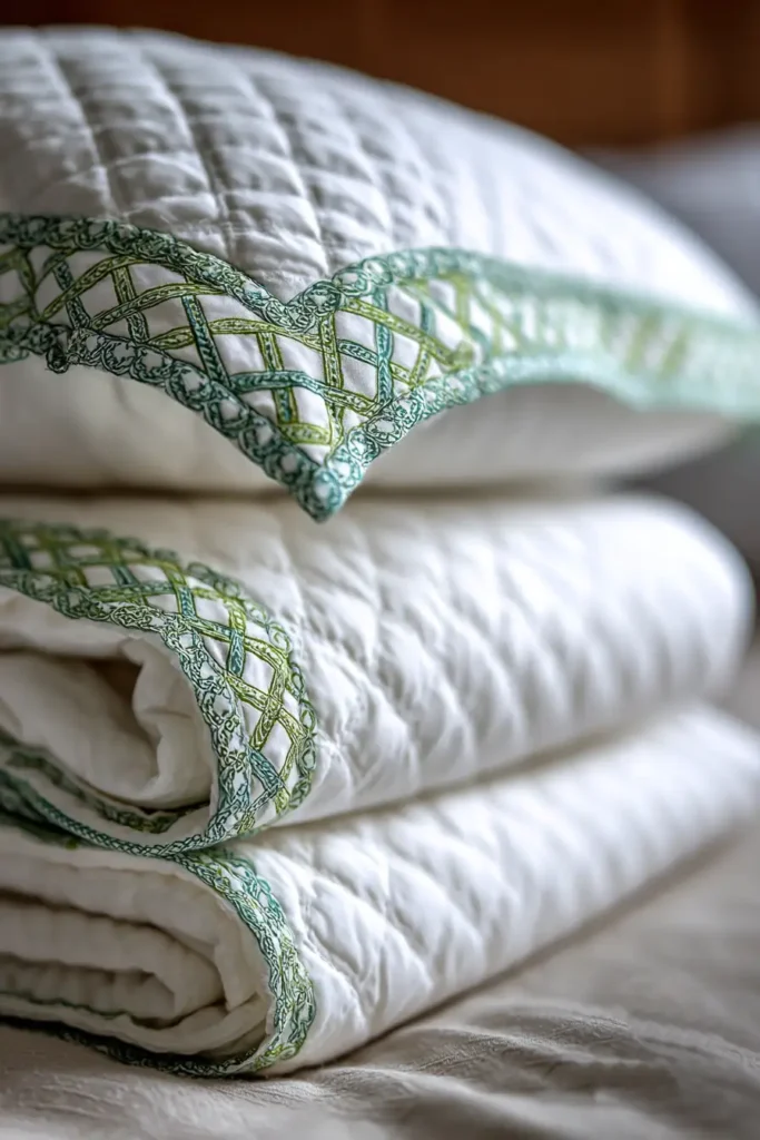 Crisp Irish Chain Bed Sheets for a Subtle, Patterned Sleep Sanctuary