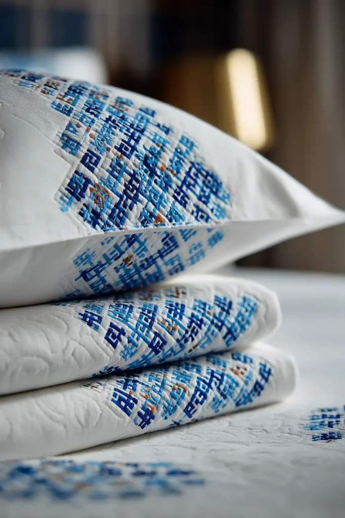 Crisp Irish Chain Bed Sheets for a Subtle, Patterned Sleep Sanctuary