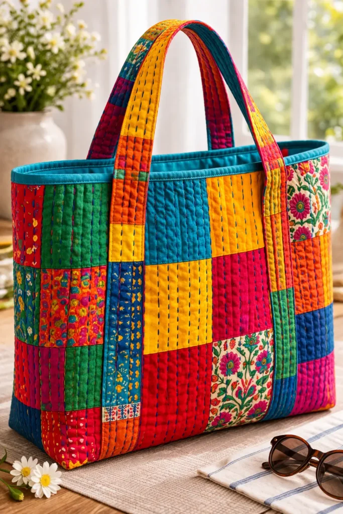Eco-Friendly Patchwork Nakshi Kantha Shopper Bags for Sustainable Living