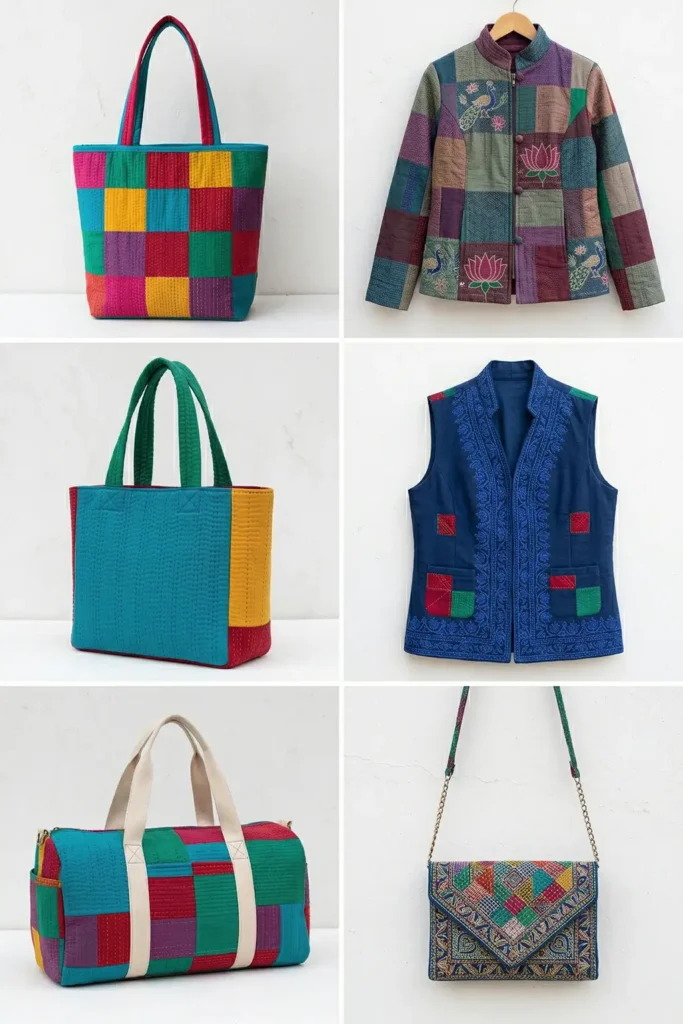 Eco-Friendly Patchwork Nakshi Kantha Shopper Bags for Sustainable Living