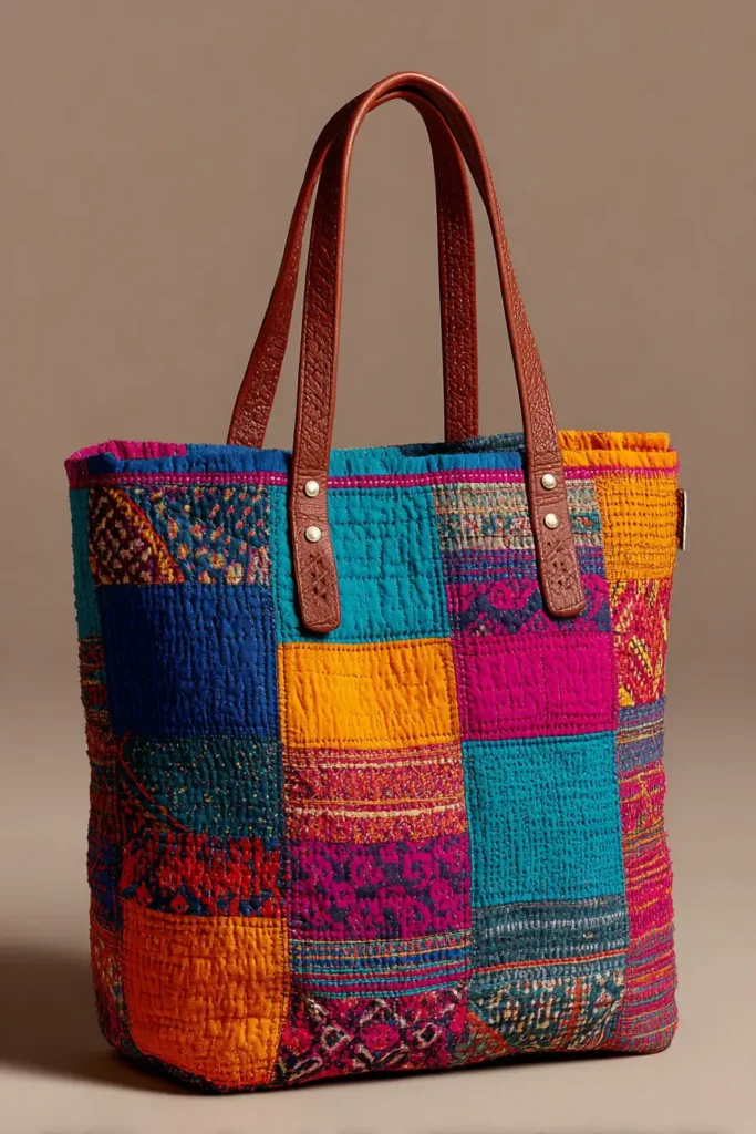 Eco-Friendly Patchwork Nakshi Kantha Shopper Bags for Sustainable Living
