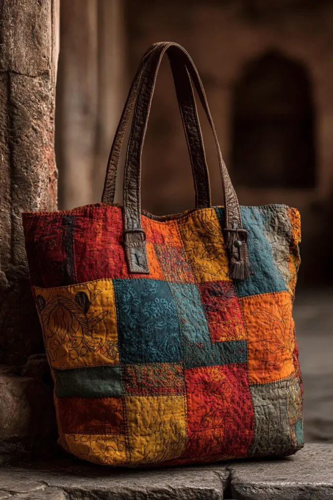 Eco-Friendly Patchwork Nakshi Kantha Shopper Bags for Sustainable Living