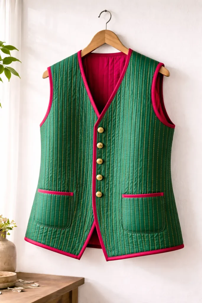 Elegant Tailored Nakshi Kantha Waistcoats for Polished Outfits