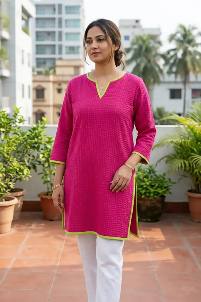 Hand-Embroidered Nakshi Kantha Tunic Tops for Everyday Grace