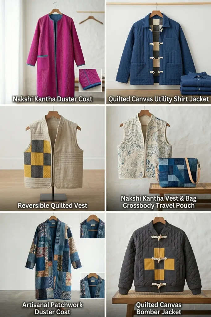 Longline Nakshi Kantha Quilted Jackets for Effortless Elegance