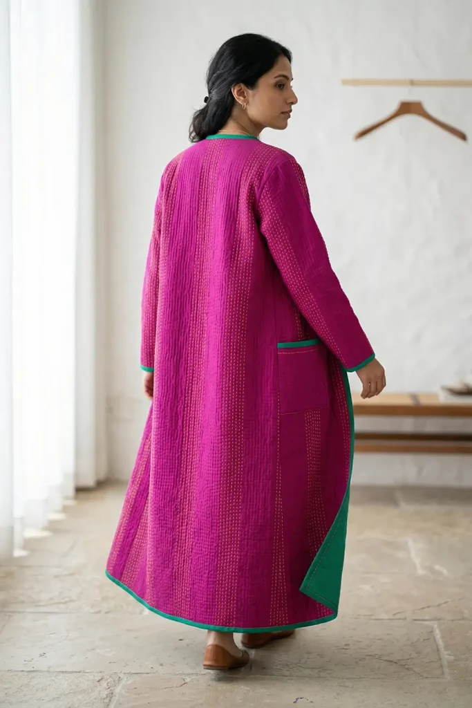 Longline Nakshi Kantha Quilted Jackets for Effortless Elegance