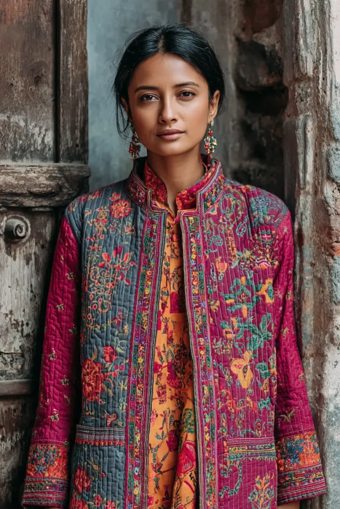 Longline Nakshi Kantha Quilted Jackets for Effortless Elegance