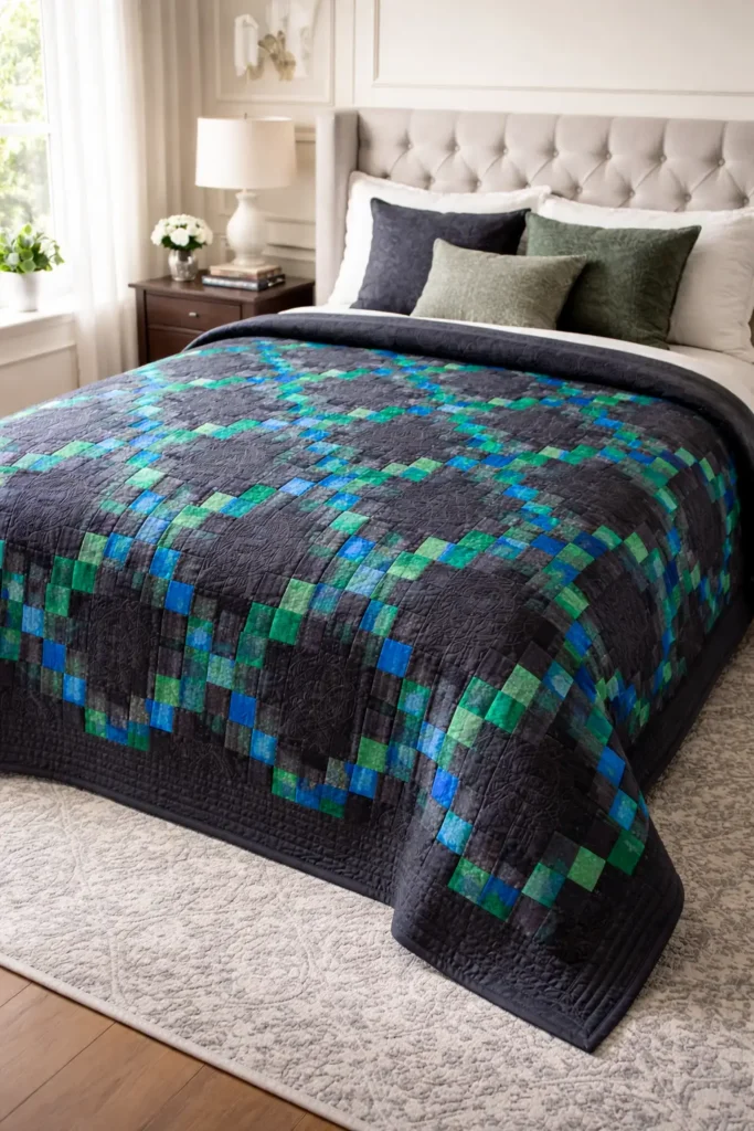 Luxurious Double Irish Chain Bed Quilts for Cozy Master Bedroom Comfort