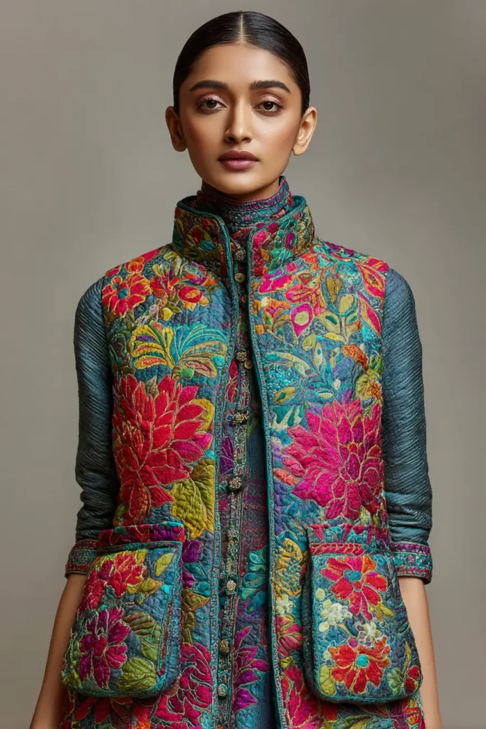 Luxurious Silk Nakshi Kantha Winter Jackets for Cozy Warmth