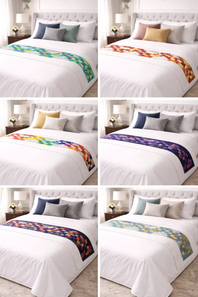 Sleek Irish Chain Quilted Bed Runners for Layered Bedroom Elegance