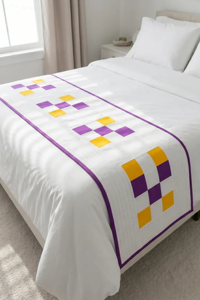 Sleek Irish Chain Quilted Bed Runners for Layered Bedroom Elegance