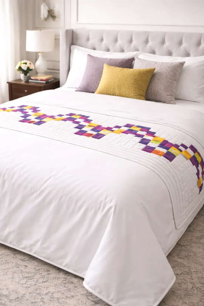 Sleek Irish Chain Quilted Bed Runners for Layered Bedroom Elegance