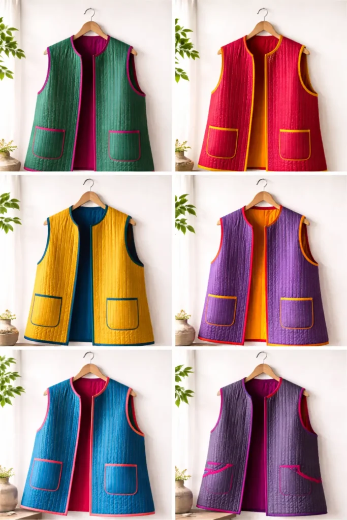 Sophisticated Nakshi Kantha Quilted Vests for Layered Sophistication