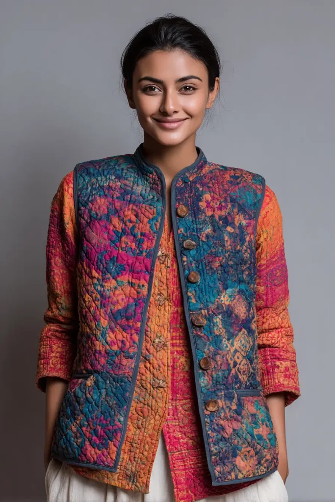 Sophisticated Nakshi Kantha Quilted Vests for Layered Sophistication