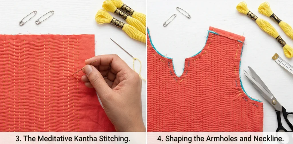Sophisticated Nakshi Kantha Quilted Vests for Layered Sophistication