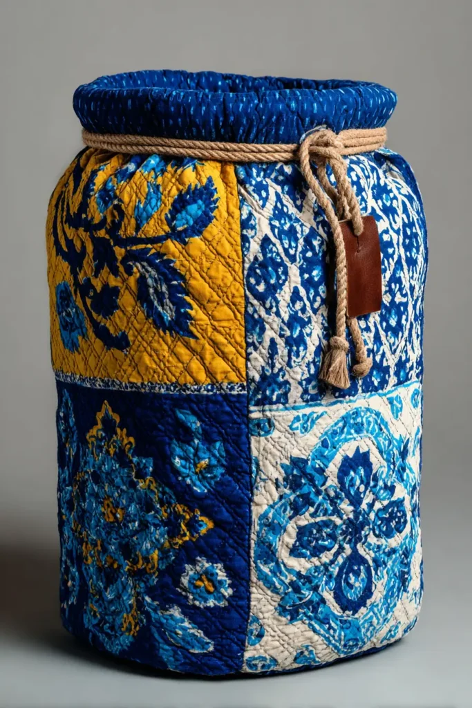 Spacious Nakshi Kantha Quilted Laundry Bags for Stylish Home Organization