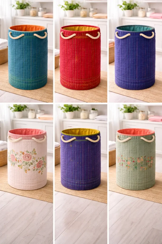 Spacious Nakshi Kantha Quilted Laundry Bags for Stylish Home Organization