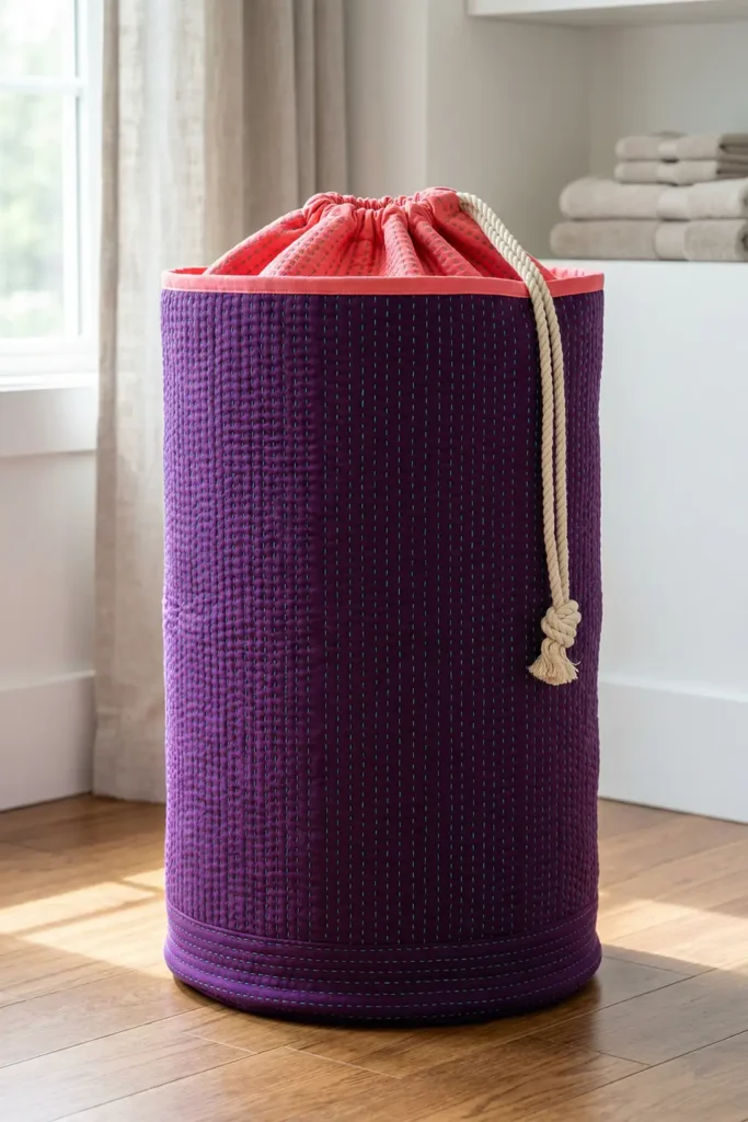 Spacious Nakshi Kantha Quilted Laundry Bags for Stylish Home Organization