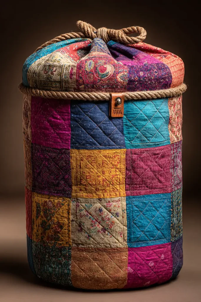 Spacious Nakshi Kantha Quilted Laundry Bags for Stylish Home Organization