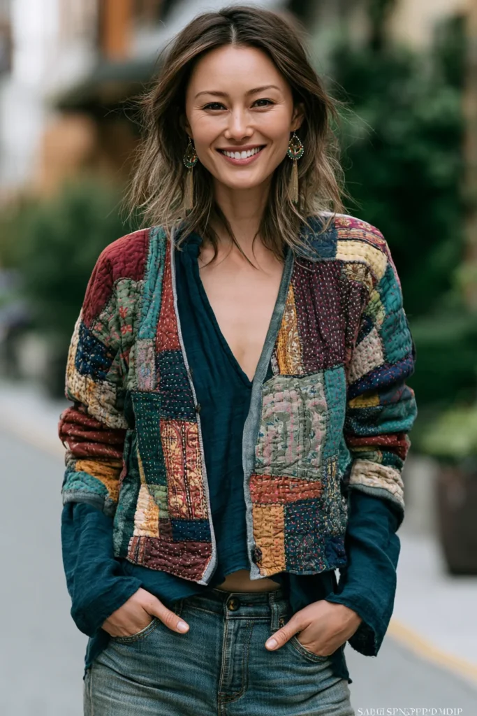 Cropped Kantha Stitch Boho Jackets for Modern Bohemian Outfits