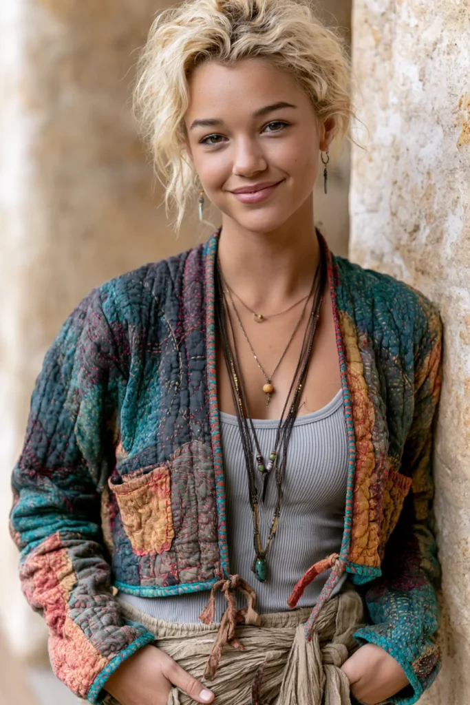 Cropped Kantha Stitch Boho Jackets for Modern Bohemian Outfits