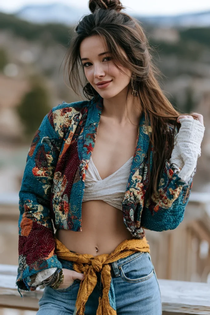 Cropped Kantha Stitch Boho Jackets for Modern Bohemian Outfits