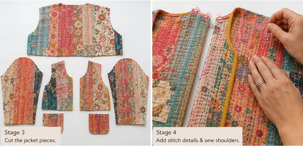 Cropped Kantha Stitch Boho Jackets for Modern Bohemian Outfits