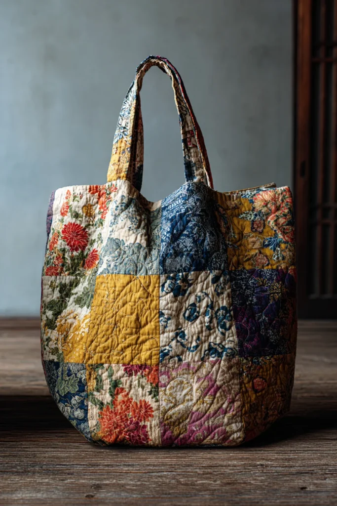 Eco-Friendly Boro Patchwork Japanese Quilted Shopper Bags for Sustainable Living