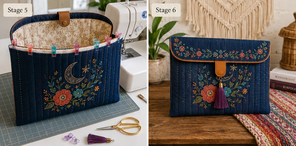 Elegant Embroidered Bohemian Quilt Laptop Sleeves for Modern Professionals