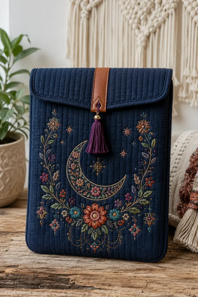 Elegant Embroidered Bohemian Quilt Laptop Sleeves for Modern Professionals