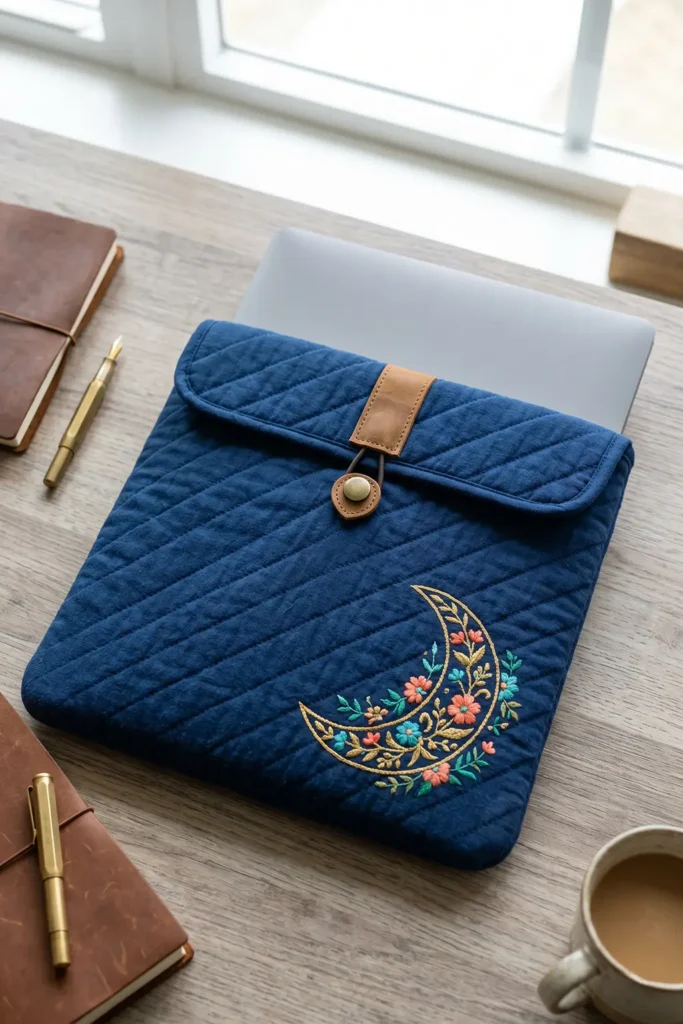 Elegant Embroidered Bohemian Quilt Laptop Sleeves for Modern Professionals