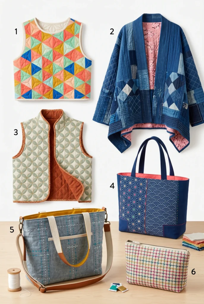 Elegant Sashiko Stitched Japanese Quilt Tote Bags for Everyday Carry