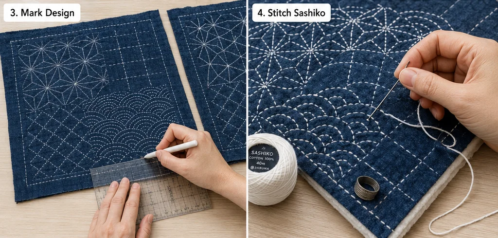 Elegant Sashiko Stitched Japanese Quilt Tote Bags for Everyday Carry