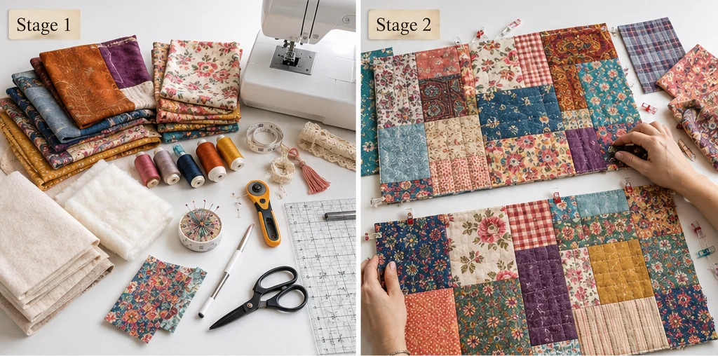 Elegant Vintage Patchwork Boho Quilt Tote Bags for Everyday Sophistication