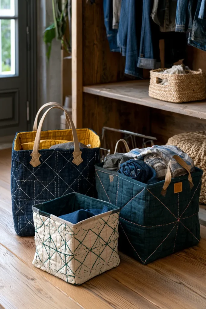 Foldable Japanese Quilted Laundry Hampers for Stylish Small Spaces