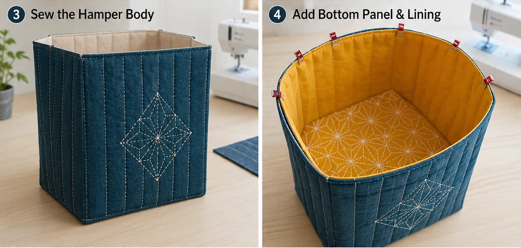 Foldable Japanese Quilted Laundry Hampers for Stylish Small Spaces