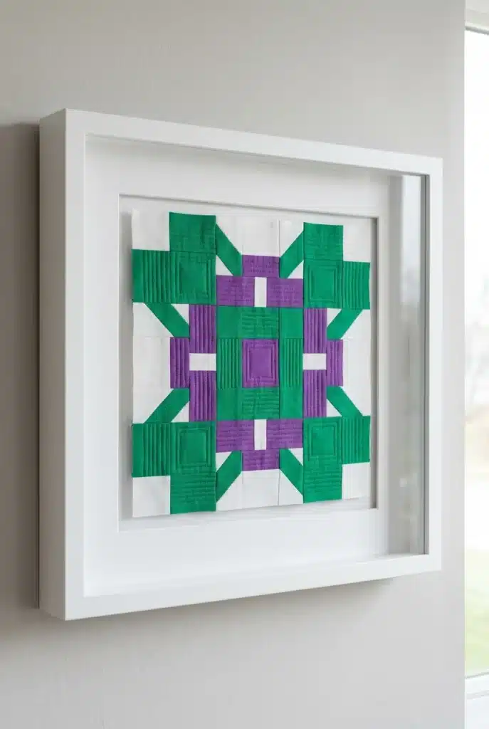 Framed Irish Chain Quilt Blocks for Textured Statement Wall Art