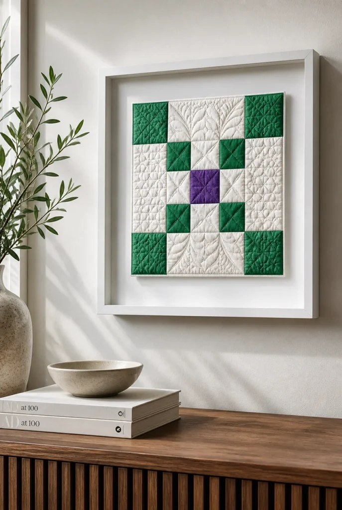 Framed Irish Chain Quilt Blocks for Textured Statement Wall Art