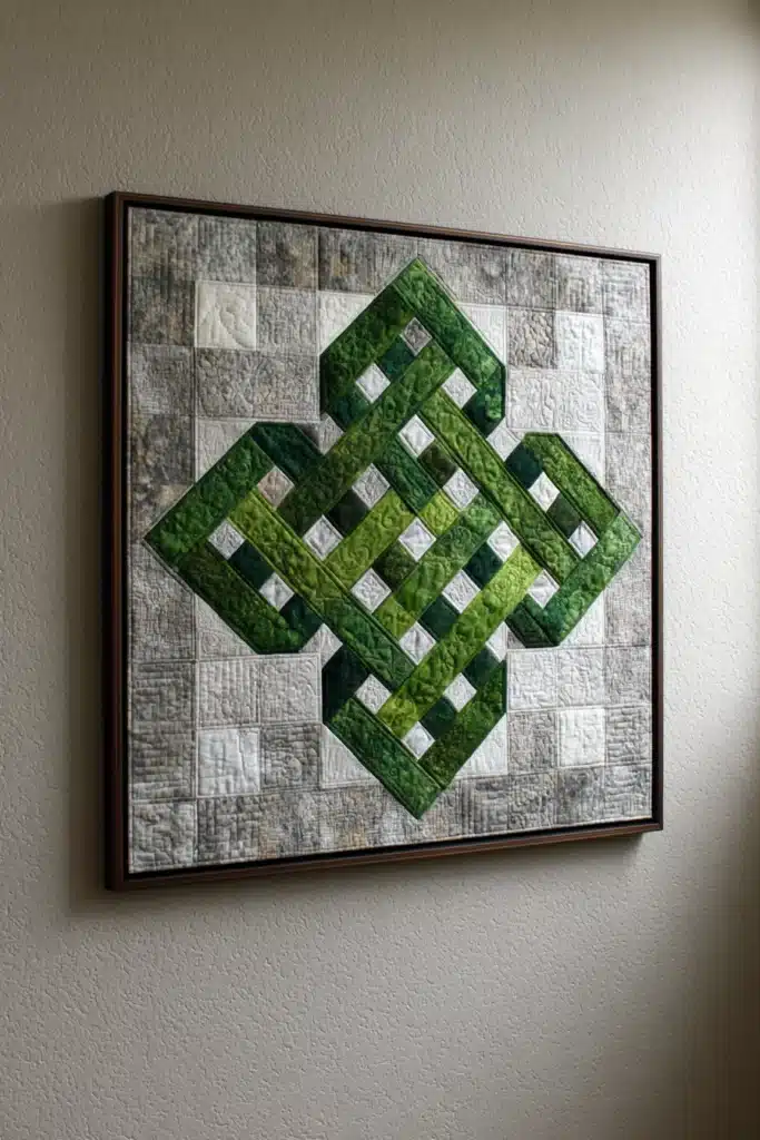 Framed Irish Chain Quilt Blocks for Textured Statement Wall Art