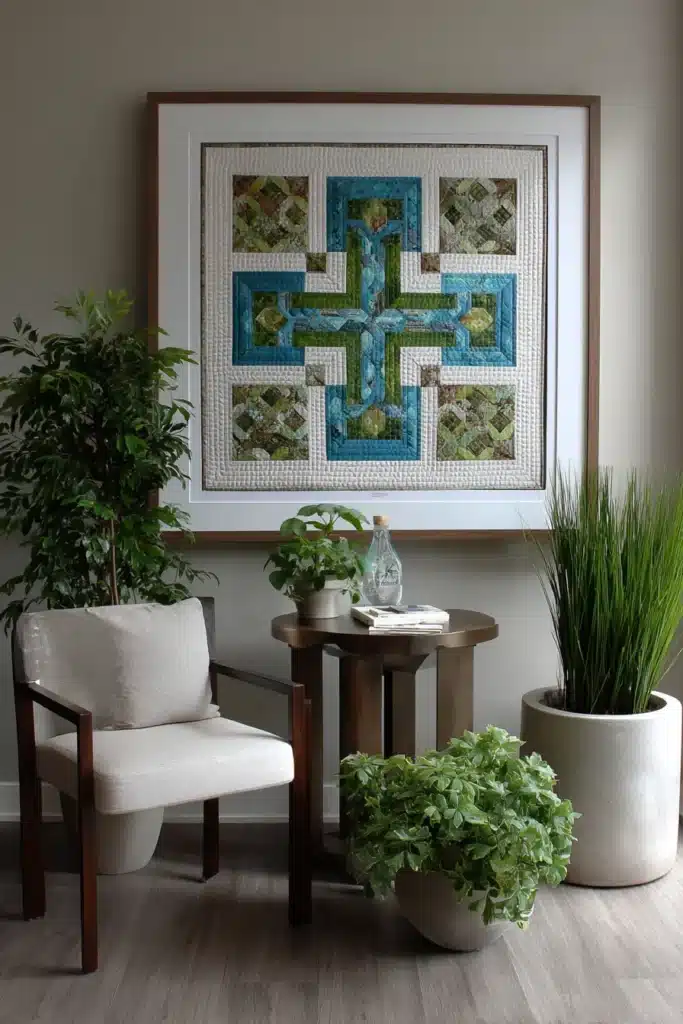 Framed Irish Chain Quilt Blocks for Textured Statement Wall Art